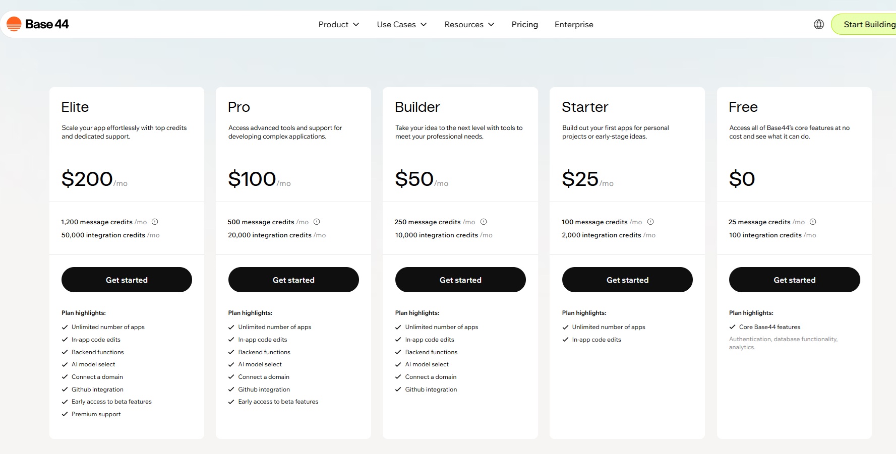 Base44 Pricing Overview