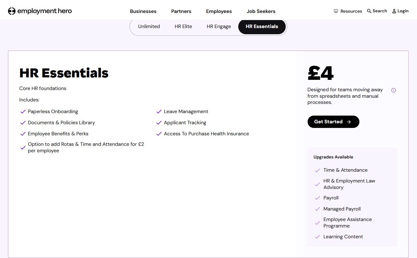 Employment Hero HR software pricing