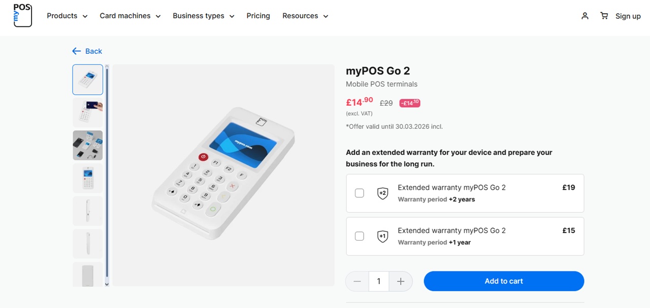 myPOS reader cost UK