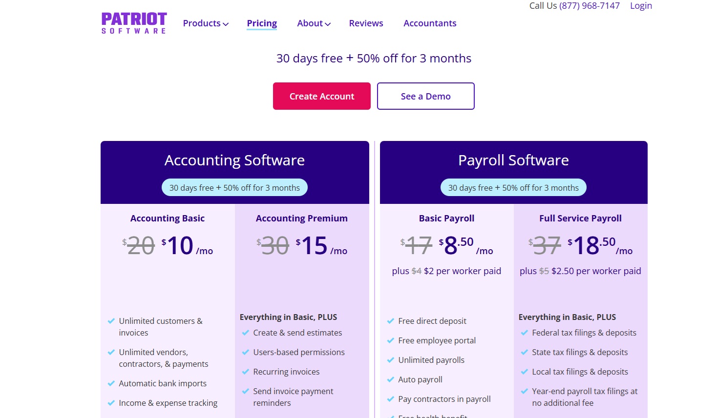 Patriot Software Pricing