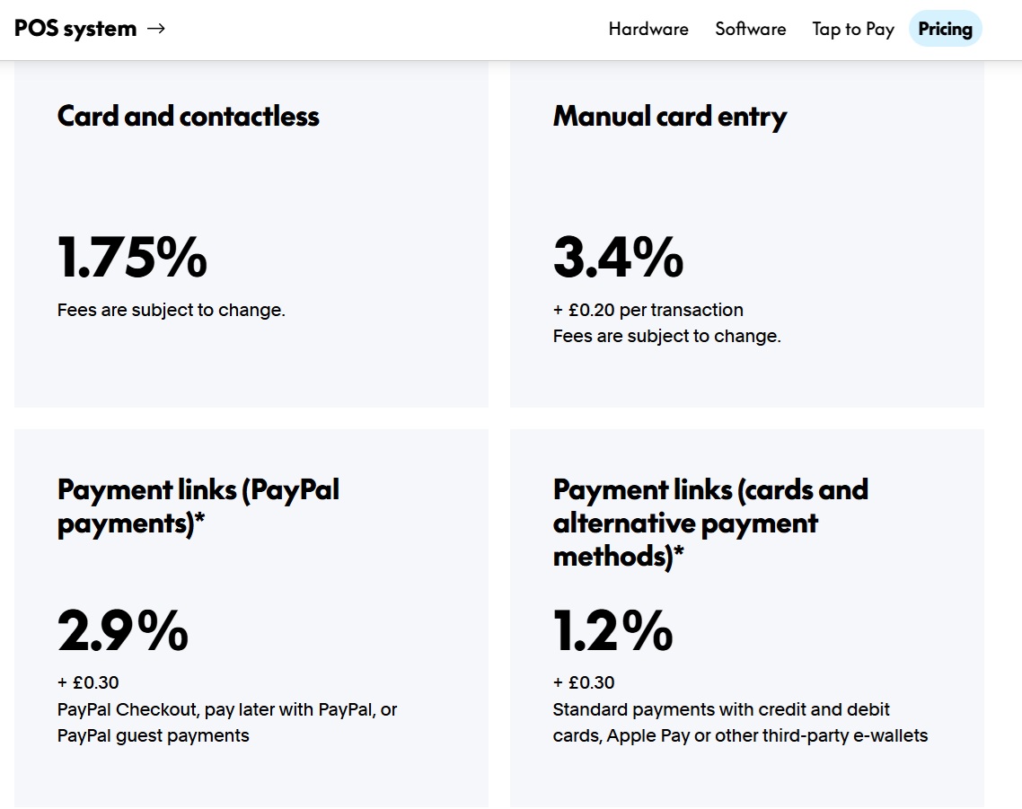Paypal UK Fees for card readers