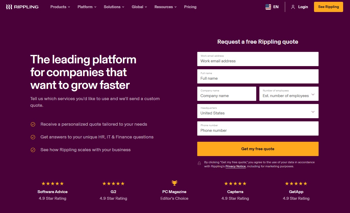 Rippling Pricing