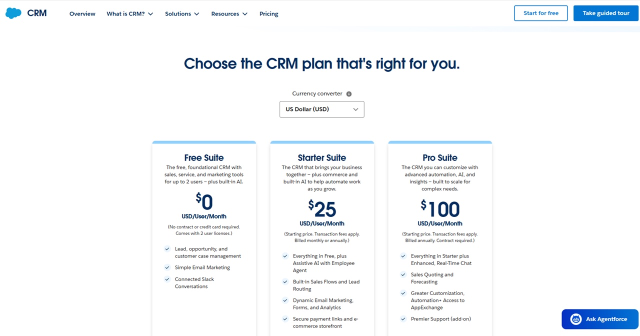 Salesforce CRM Pricing