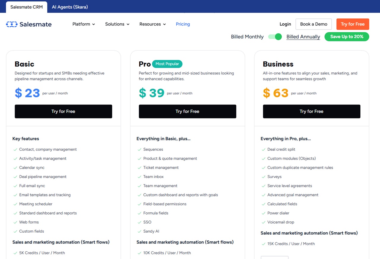 Salesmate CRM pricing